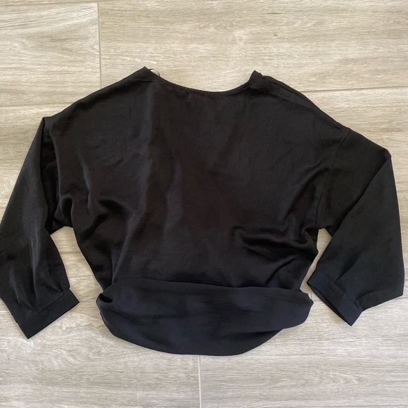 Cotton On Black Surplice Wrap Around Tie Front 3/4 Sleeve Top Size M - Picture 8 of 8